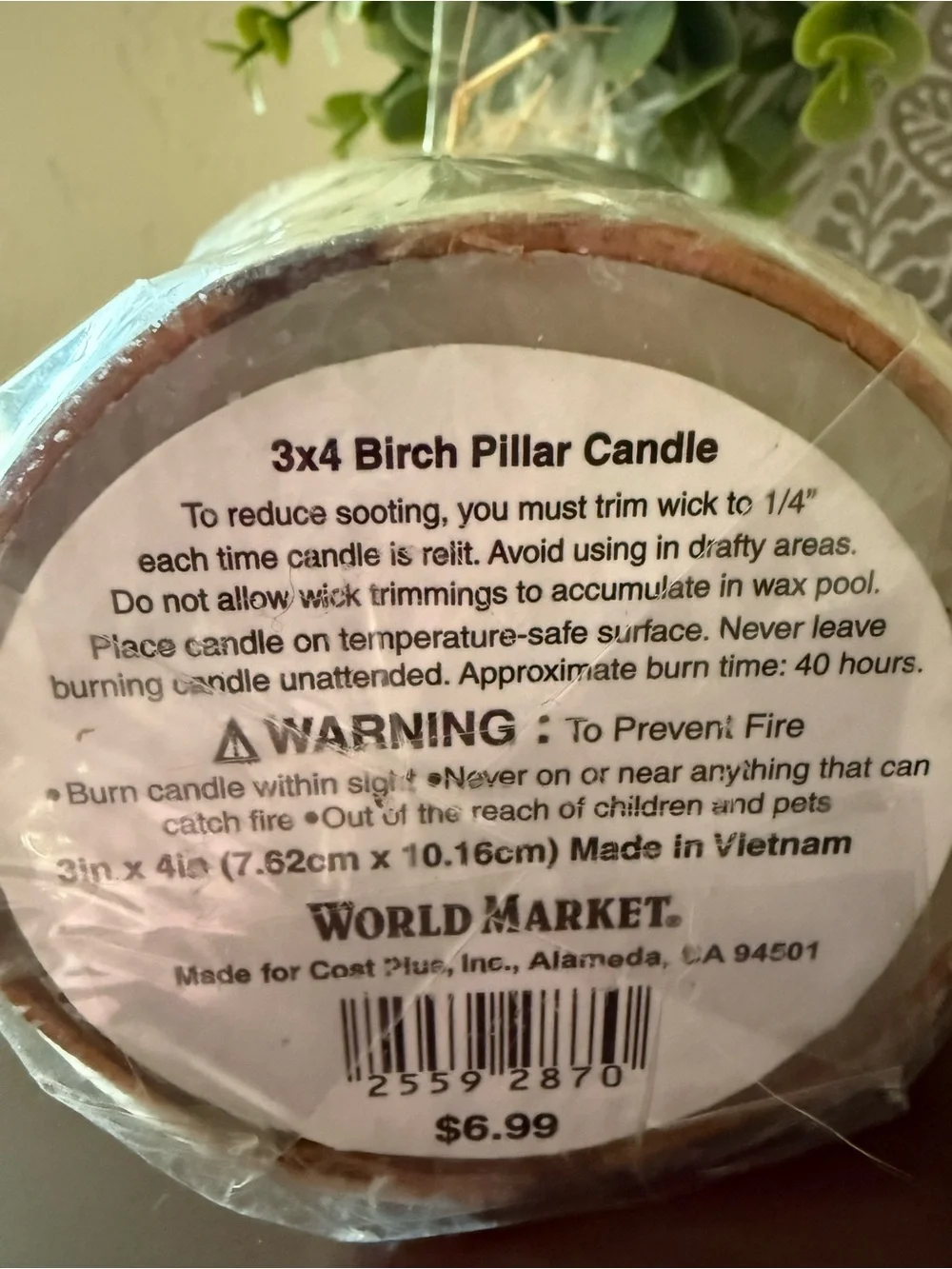 NWT Set of 2 Birch Pillar Candles